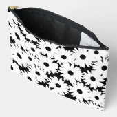 Pochette À Accessoires Négative Space Daisées blanc sur noir (Ouvrir)