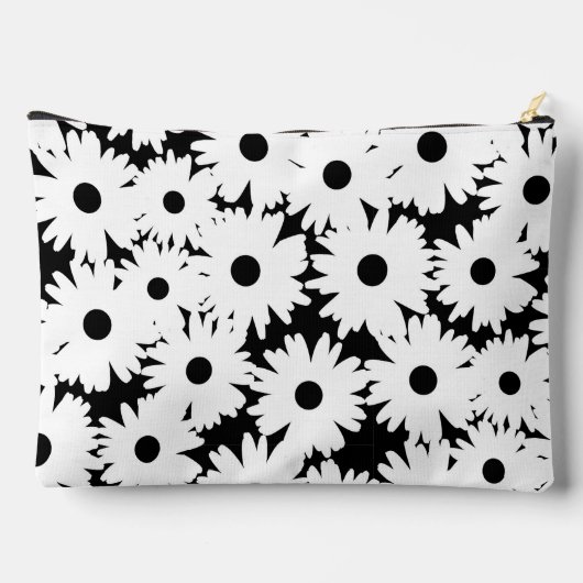 Pochette À Accessoires Négative Space Daisées blanc sur noir (Verso)