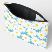 Pochette À Accessoires Négative Space Daisies blanc jaune sur bleu (Ouvrir)