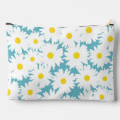 Pochette À Accessoires Négative Space Daisies blanc jaune sur bleu (Verso)