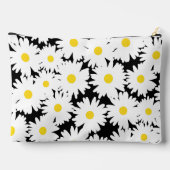 Pochette À Accessoires Négative Space Daisies blanc jaune sur noir (Verso)