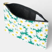 Pochette À Accessoires Négative Space Daisies blanc jaune sur vert (Ouvrir)