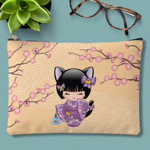 Pochette À Accessoires Neko Kokeshi Poupée - Cat Ears Geisha Girl