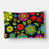 Pochette À Accessoires Neon Colors On Black Retro Floral Seamless Pattern (Verso)
