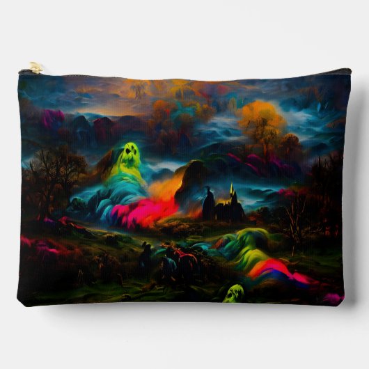 Pochette À Accessoires Neon Ghosts dans un paysage d'Imaginaire hanté (Recto)