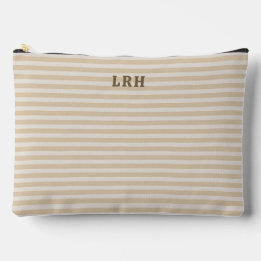 Pochette À Accessoires Neutral Tan Stripe Vintage Tiny Initials Monogram
