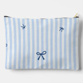 Pochette À Accessoires Nœud rayé pastel bleu classique personnalisé (Verso)