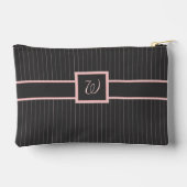 Pochette À Accessoires Noir avec des rayures roses (Verso)
