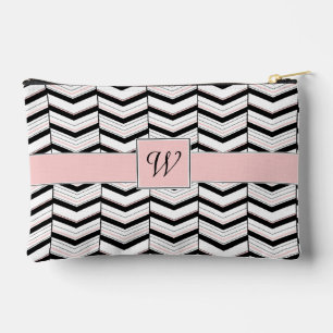 Pochette À Accessoires Noir Blanc et Chevron Blush