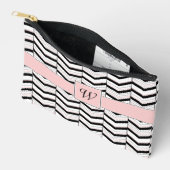 Pochette À Accessoires Noir Blanc et Chevron Blush (Ouvrir)