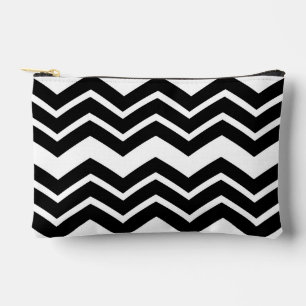 Pochette À Accessoires Noir Blanc Zigzag Chevron Motif Design