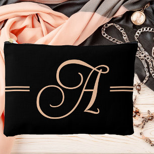 Pochette À Accessoires Noir élégant avec monogramme pêche
