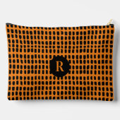 Pochette À Accessoires Noir rétro Orange simple Abstrait Line Art (Verso)