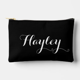 Pochette À Accessoires Noir script monogramme moderne