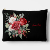 Pochette À Accessoires Noir Simple Et Élégant Avec Fleurs (Recto)