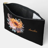 Pochette À Accessoires Noir Simple Et Élégant Avec Fleurs (Ouvrir)