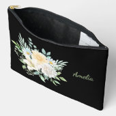 Pochette À Accessoires Noir Simple Et Élégant Avec Fleurs (Ouvrir)