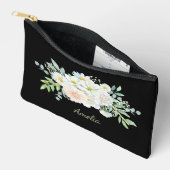 Pochette À Accessoires Noir Simple Et Élégant Avec Fleurs (Ouvrir)
