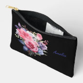 Pochette À Accessoires Noir Simple Et Élégant Avec Fleurs (Ouvrir)