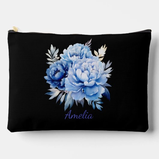 Pochette À Accessoires Noir Simple Et Élégant Avec Fleurs (Recto)