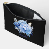 Pochette À Accessoires Noir Simple Et Élégant Avec Fleurs (Ouvrir)