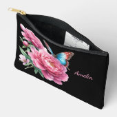 Pochette À Accessoires Noir Simple Et Élégant Avec Fleurs (Ouvrir)