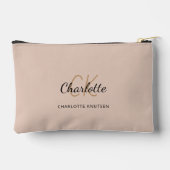 Pochette À Accessoires Nom beige monogramme initiales moderne (Verso)