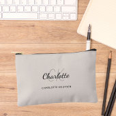 Pochette À Accessoires Nom beige monogramme initiales moderne