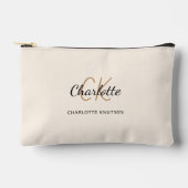 Pochette À Accessoires Nom de crème monogramme initiales moderne (Recto)