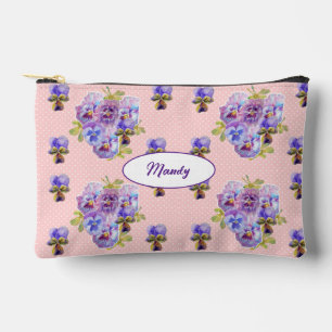 Pochette À Accessoires Nom de femme fleur pourpre pensée délabrée florale