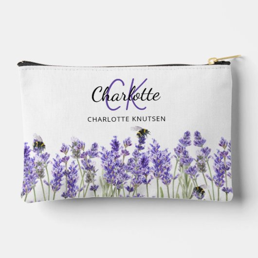 Pochette À Accessoires Nom de fleurs de lavande monogramme (Verso)