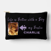 Pochette À Accessoires Nom de la photo du chien de compagnie initiales no (Recto)