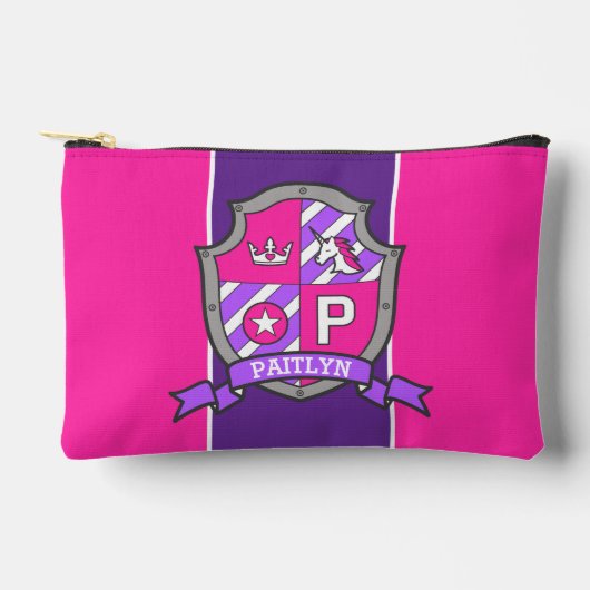 Pochette À Accessoires Nom de l'animal signifiant licorne de crête rose (Recto)