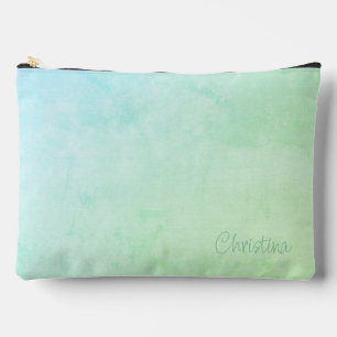 Pochette À Accessoires Nom de plage sur ombré bleu-vert océanique
