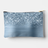 Pochette À Accessoires Nom de script glamour bleu clair pailleté (Verso)