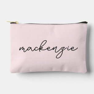 Pochette À Accessoires Nom de script noir rose rose tendance