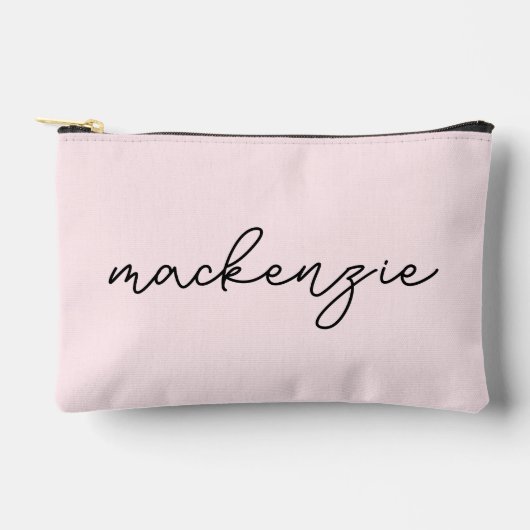 Pochette À Accessoires Nom de script noir rose rose tendance (Recto)