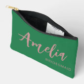 Pochette À Accessoires Nom de script personnalisé Maquillage Bachelorette (Ouvrir)
