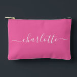 Pochette À Accessoires Nom de script tendance mignon Personnalisé Hot Ros<br><div class="desc">Nom de script tendance mignon Pochette d'accessoires personnalisée en rose chaud</div>