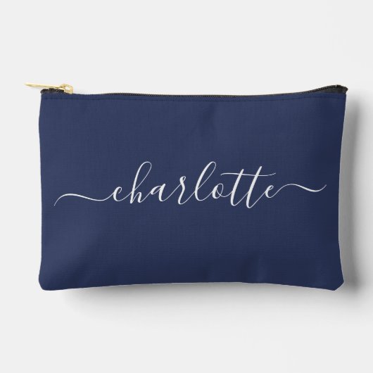 Pochette À Accessoires Nom de script tendance mignon Personnalisé Marine (Recto)