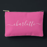 Pochette À Accessoires Nom de script tendance mignon personnalisé rose ch<br><div class="desc">Pochette accessoire personnalisée avec nom de script tendance mignon en rose chaud</div>
