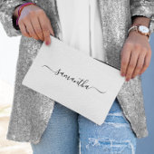 Pochette À Accessoires Nom de signature élégant en noir avec fioritures