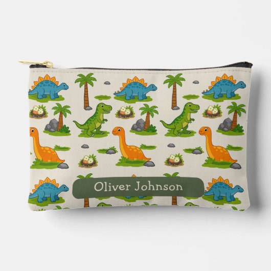 Pochette À Accessoires Nom d'enfants de dinosaure mignon école (Recto)
