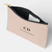 Pochette À Accessoires Nom des initiales du monogramme moderne beige (Ouvrir)
