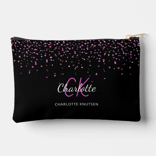 Pochette À Accessoires Nom des initiales du monogramme violet rose noir (Verso)