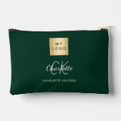 Pochette À Accessoires Nom du logo de l'entreprise verte monogramme (Verso)
