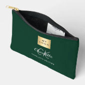 Pochette À Accessoires Nom du logo de l'entreprise verte monogramme (Ouvrir)
