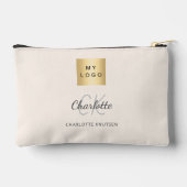 Pochette À Accessoires Nom du logo d'entreprise beige monogramme (Verso)