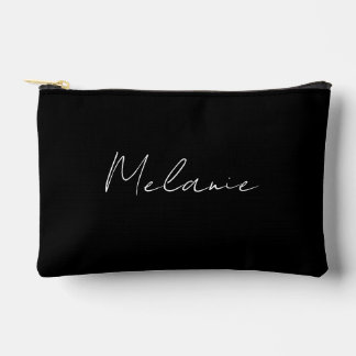 Pochette À Accessoires Nom du monogramme Élégant Noir moderne