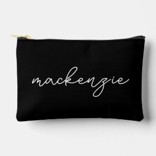 Pochette À Accessoires Nom du script en noir blanc tendance